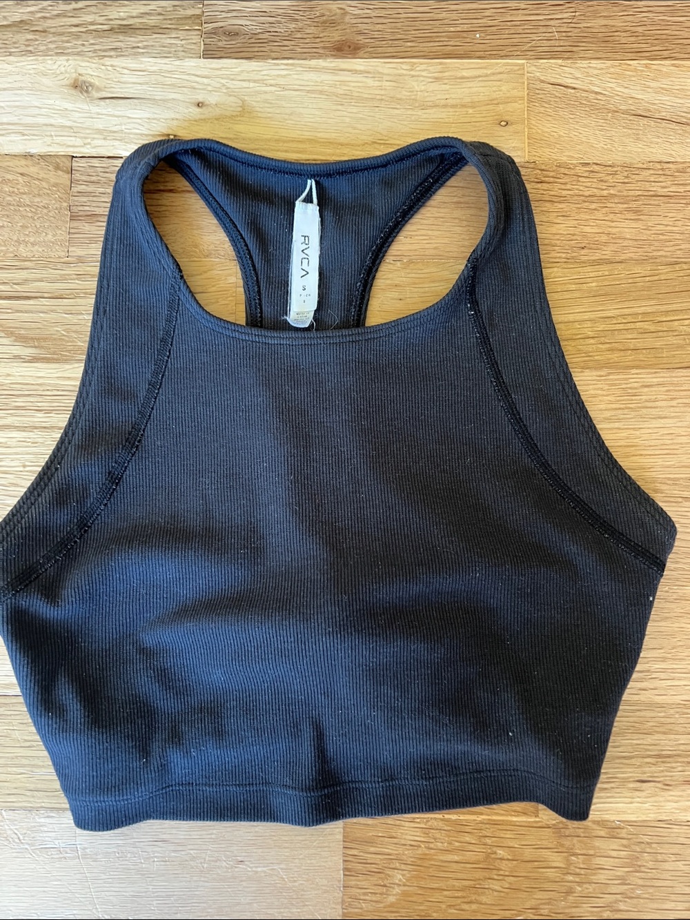 RVCA Black Ribbed Racerback Crop Bralette